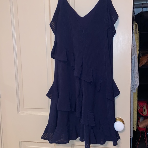 Navy Ruffled Mini Dress - Picture 2 of 3